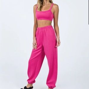pink princess polly matching bralette and sweatpants set